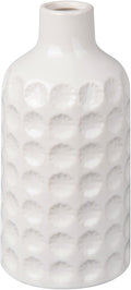 9 Inch White Ceramic Vases Floral Porcelain Decorative Boho Farmhouse Beige Flower Vase for Home Kitchen Table Centerpiece Decoration