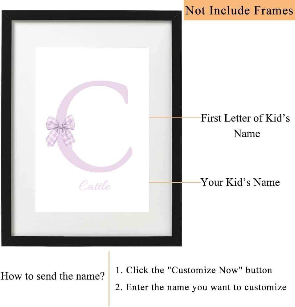 NATVVA Custom Wildflowers Wall Art Poster Set Of 3 Personalised Initial Name Sign Canvas Art Prints Painting Picture Artwork Home Baby Girl Nursery Decoration No Frame