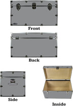 C&N Footlockers Graduate Storage Trunk - Large College Dorm Chest - Durable with Lid Stay - 32 x 18 x 18.5 Inches (Gray)