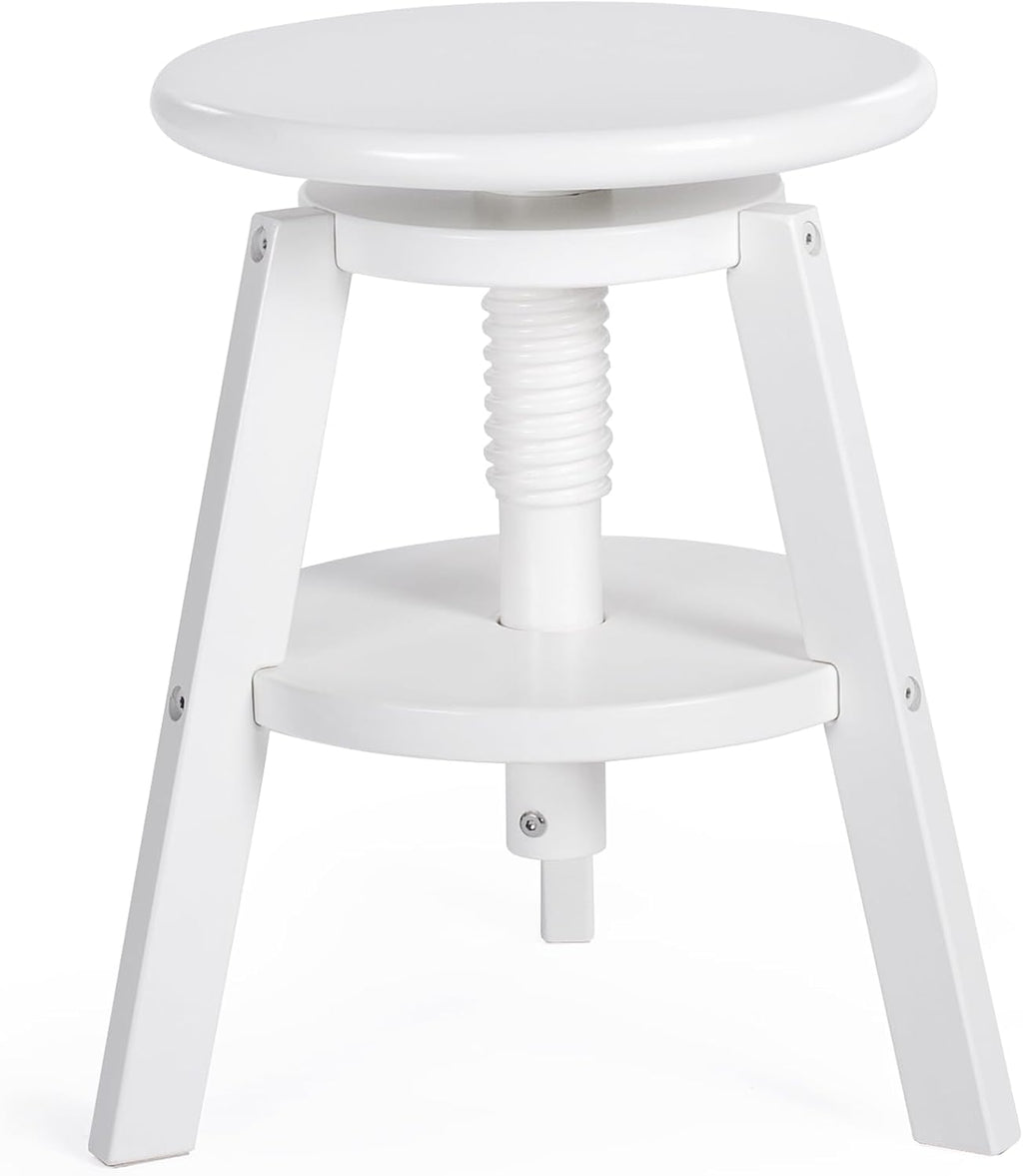 Guidecraft Adjustable Drafting Wooden Stool-White: Drafting Chair for Kids, 16”-18” Inch Toddler Stool for Kids' Art Studio Furniture | Adjustable Height Chair for Drawing, Painting, and Crafting