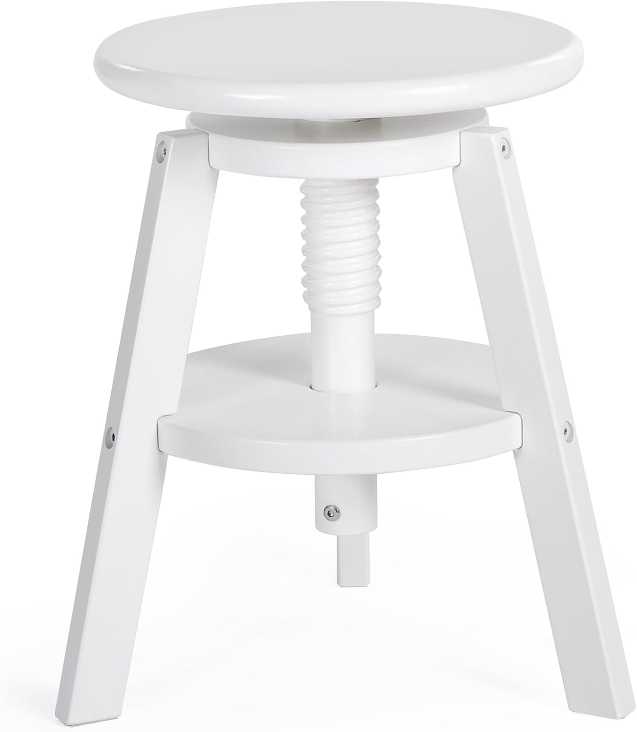 Guidecraft Adjustable Drafting Wooden Stool-White: Drafting Chair for Kids, 16”-18” Inch Toddler Stool for Kids' Art Studio Furniture | Adjustable Height Chair for Drawing, Painting, and Crafting
