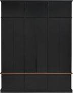 LUMISOL Farmhouse Hall Tree with Bench and Shoe Storage, 62''W Entryway Bench with Hooks, 2 Cabinets & 3 Open Top Cubbies for Entrance, Hallway, Mudroom, Black
