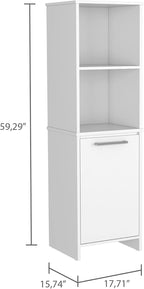 17.7" D*15.7" W*59.3" H Corner Freestanding Storage Cabinet with 2 Shelves, Lower Single Door with Gray Door Handle, Rectangular Kitchen Pantry, Modern, for Living Room, Dining Room, White