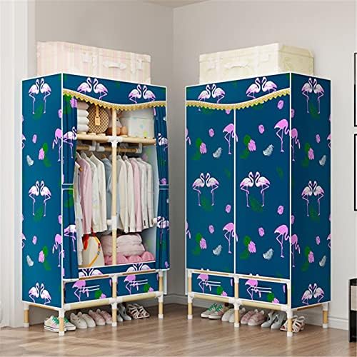 Portable Wardrobe,Simplicity Fabric Cupboard Clothes Storage Hanging Rail Storage Cabinet with Drawer Storage Shoes,Toy(Size:168 * 128 * 45CM)