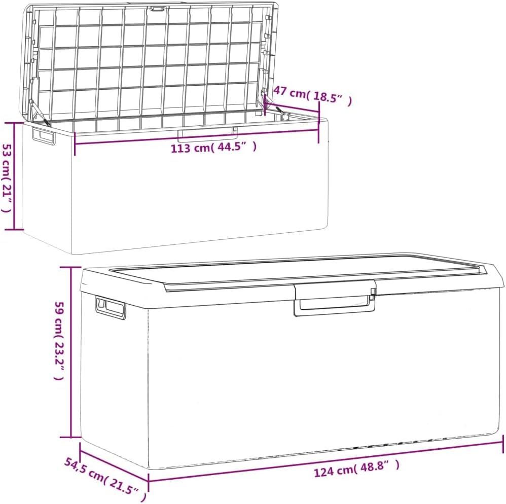 Patio Storage Box Outdoor Resin Wicker Bench with Cushion Anthracite 92.5 Gal Weather Resistant Lockable Deck Chest for Garden Backyard Porch Yard