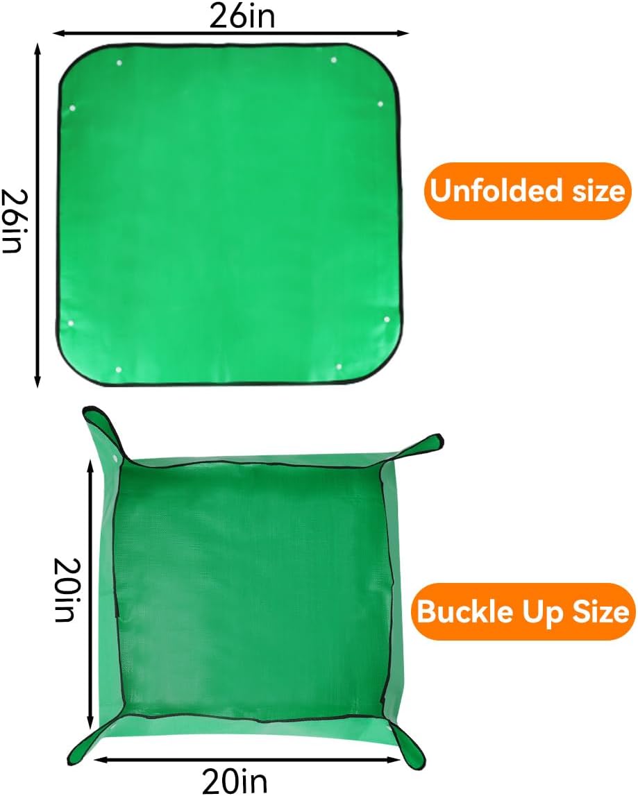 Repotting Mat for Indoor Plant Transplanting and Mess Control Thickened Waterproof Potting Tray Foldable Potting Mat Portable Gardening Mat Garden Gifts,Green (26.8"x 26.8")