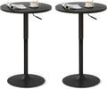 Furniliving Adjustable Height Pub Table 27''-36'', Round Cocktail Tables for Parties, High Top Table for Bistro, Dining Room, Restaurant, Cafe, Events, Set of 2, Black