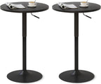 Furniliving Adjustable Height Pub Table 27''-36'', Round Cocktail Tables for Parties, High Top Table for Bistro, Dining Room, Restaurant, Cafe, Events, Set of 2, Black