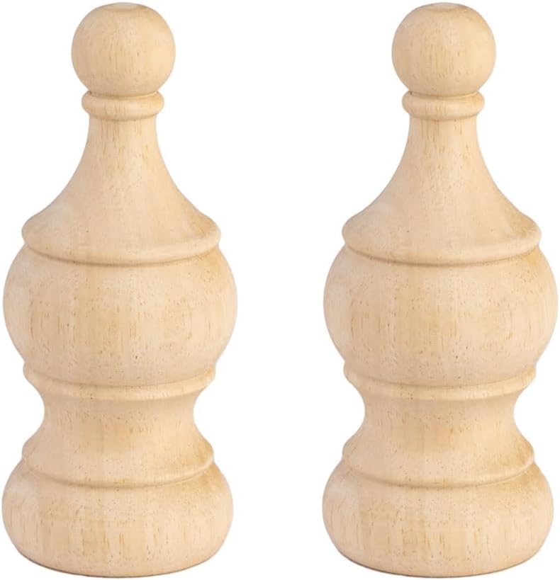 2 Pack Unfinished Wooden Finials for Bed Posts, 5.9" Tall x 2.4" Wide Decorative Wood Finials for Furniture, DIY Crafts & Home Decoration