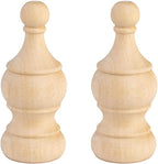 2 Pack Unfinished Wooden Finials for Bed Posts, 5.9" Tall x 2.4" Wide Decorative Wood Finials for Furniture, DIY Crafts & Home Decoration
