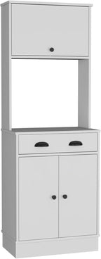 Apex Kitchen Pantry 66.3" H with Drawer, 2 Cabinets, and Microwave Stand, White