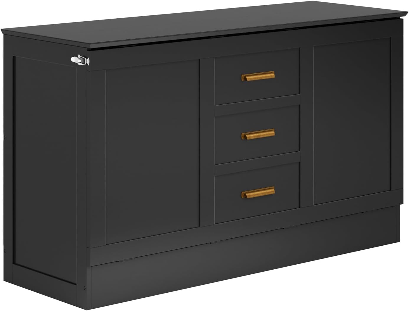 AFI, Charleston Queen Wood Murphy Bed Chest with 6" Mattress, Black