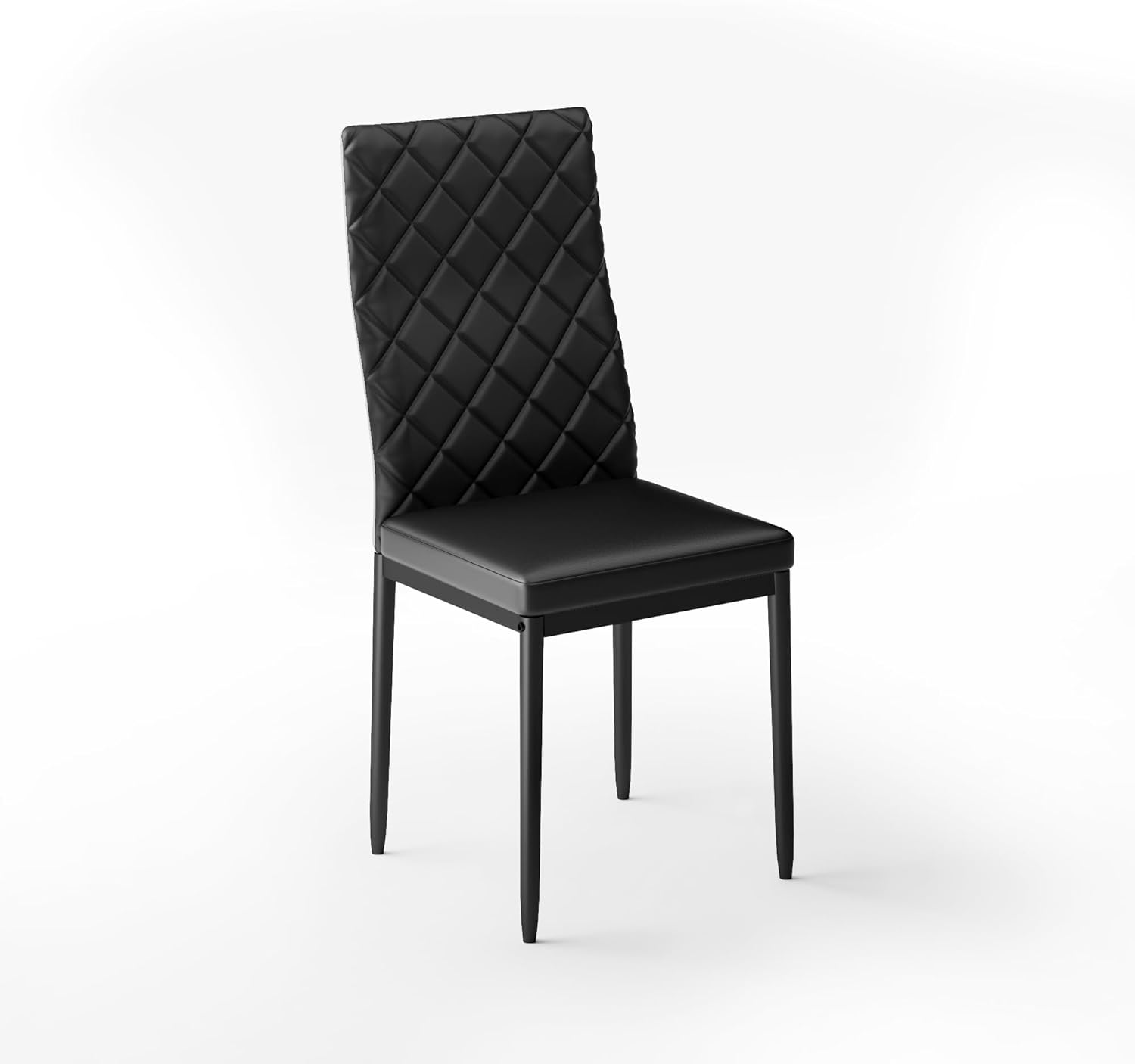 Modern Dining Chairs Set of 4, PU Leather Dining Chairs with Curved Back, Space-Saving Kitchen Chair with Thick Cushions for Dining Room, Living Room, Apartment, Small Space, Black