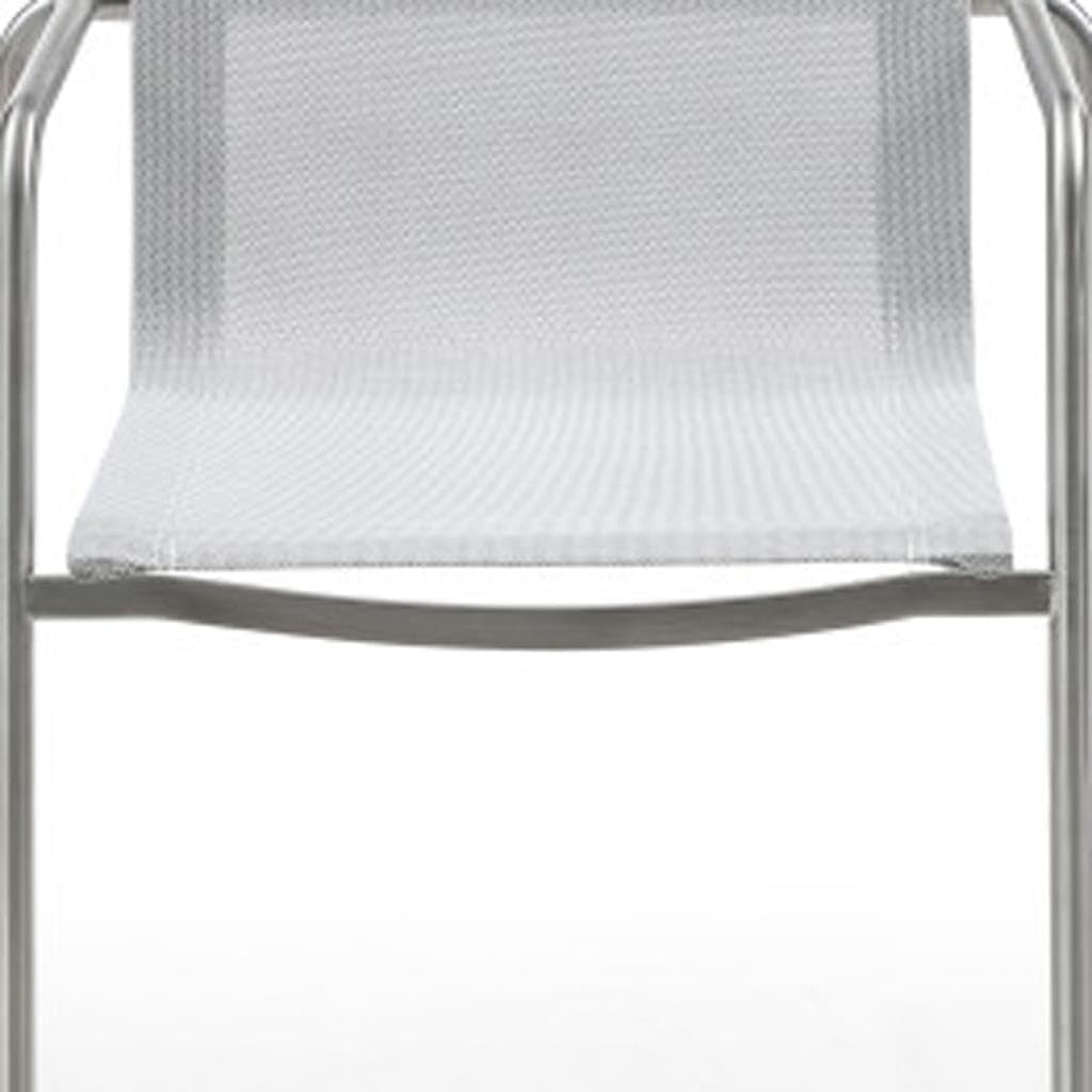 HomeRoots Set of Four Light Gray Steel Sling Outdoor Arm Chairs