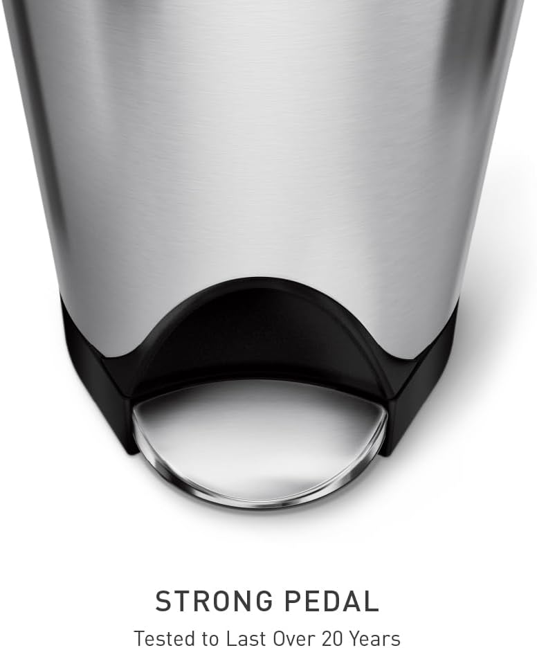simplehuman 45 Liter / 11.9 Gallon Butterfly Lid Kitchen Step Trash Can, Brushed Stainless Steel