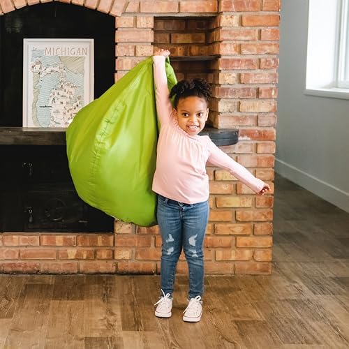 Big Joe Classic Bean Bag Chair for Kids Bedroom and Reading Nook, Easy-Clean Spicy Lime, Durable Nylon Polyester Blend, 2 feet Refillable