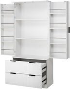 72" Modern Fluted Kitchen Pantry Cabinet with 2 Large Drawers & 8-Door Spice Rack, Freestanding Storage Organizer for Bathroom, Dining Room, Office, Entryway (White)