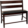 Lexicon Mantello 25.5" Seat Height Contemporary Classic Wood Frame & Faux Leather Upholstered Dining Bench in Cherry/Dark Brown Finish
