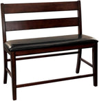 Lexicon Mantello 25.5" Seat Height Contemporary Classic Wood Frame & Faux Leather Upholstered Dining Bench in Cherry/Dark Brown Finish