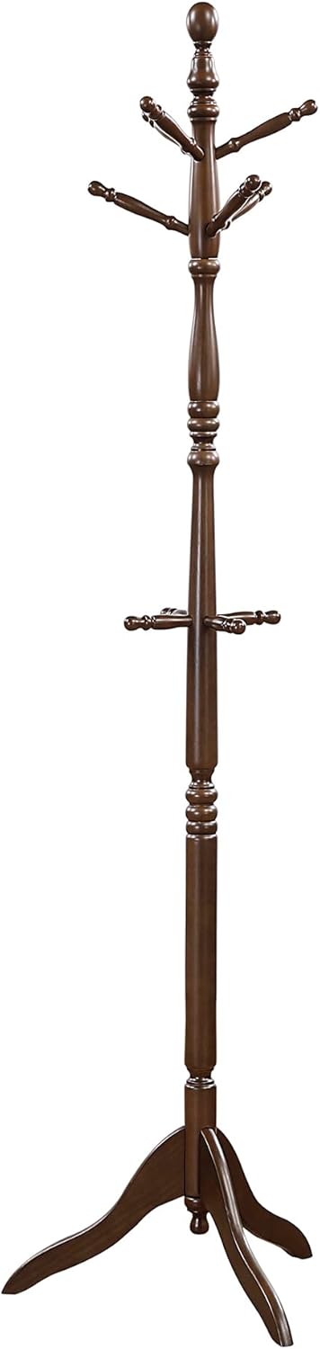 Lexicon Sturdy Solid Wood Coat Rack Stand with 10 Hanging Hooks for Hats,Scarves, Handbags, 3-Tier Wooden Coat Rack Freestanding Tree Used in Bedroom, Entryway, Hallway, Office, Dark Brown