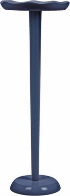 Kate and Laurel Alessia Modern Decorative Round Drink Table, 8 x 8 x 22, Navy Blue, Transitional Glossy Pedestal Plant Stand with Smooth Curvature and Wavy Scalloped Tabletop