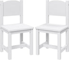 Timy Toddler Wooden Chair Pair, Kids Furniture for Eating, Reading, Playing 2 Pack (White)