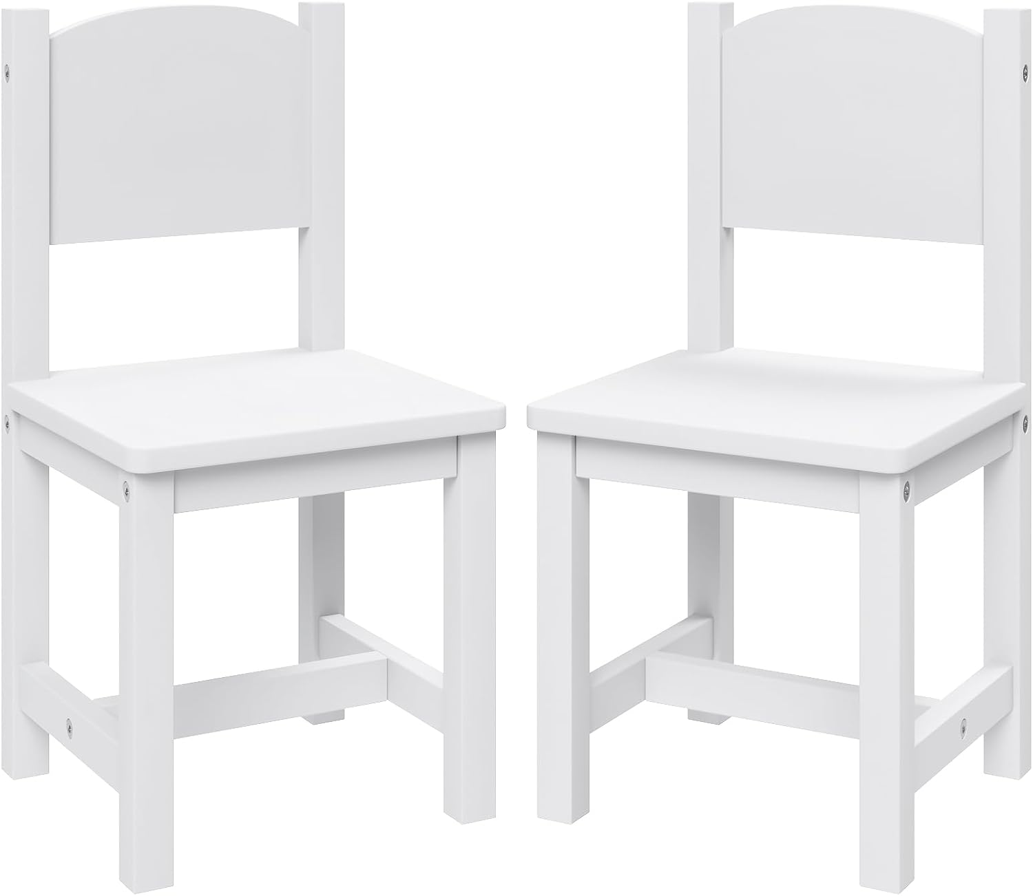 Timy Toddler Wooden Chair Pair, Kids Furniture for Eating, Reading, Playing 2 Pack (White)