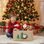 Christmas Basket Large Christmas Gift Baskets Empty Fabric Organizer Bin with Handles, Gift Bags Foldable Holiday Toy Gift Holder for Fireplace, Kids Room, Home Decor