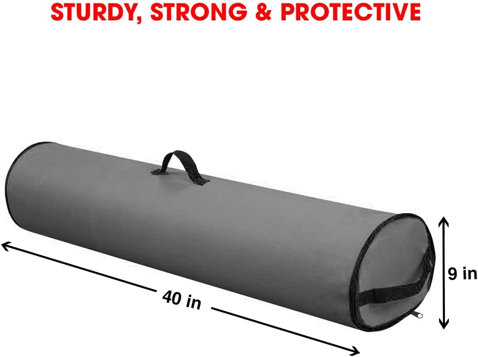 Wrapping Paper Storage Bag | Wrapping Paper Organizer Under Bed for Storing Multiple Rolls of Gift Wrap, 40” Length Container Constructed of Durable 600D Oxford Material (Gray)