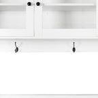 74.8" Tall Kitchen Pantry Storage Cabinet, Modern Food Pantry Cabinet with Microwave Stand Wooden Kitchen Hutch Cabinet with 4 Doors, 4 Drawers and 3 Hooks for Dining Room, White