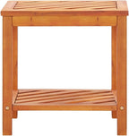 Solid Acacia Wood Side Table 17.7x13x17.7 Inches, Weather Proof End Table with Sturdy Bottom Shelf, Nightstand for Bedroom, Plant Stand for Living Room