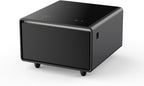 Modern Smart Side Table with Built-in Fridge Drawer (37-46°F), 15W Wireless Charging Nightstand, End Table with 2 Power Outlets, USB/Type-C Ports, Induction Light for Bedroom/Living Room, (Black)