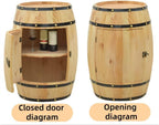 Wooden Whiskey Barrel Table, Wine Cabinet with Storage, Whiskey and Wine Barrel Side Table with Doors for Home, Wine Cellar, Bar(31.49 * 18.89in)