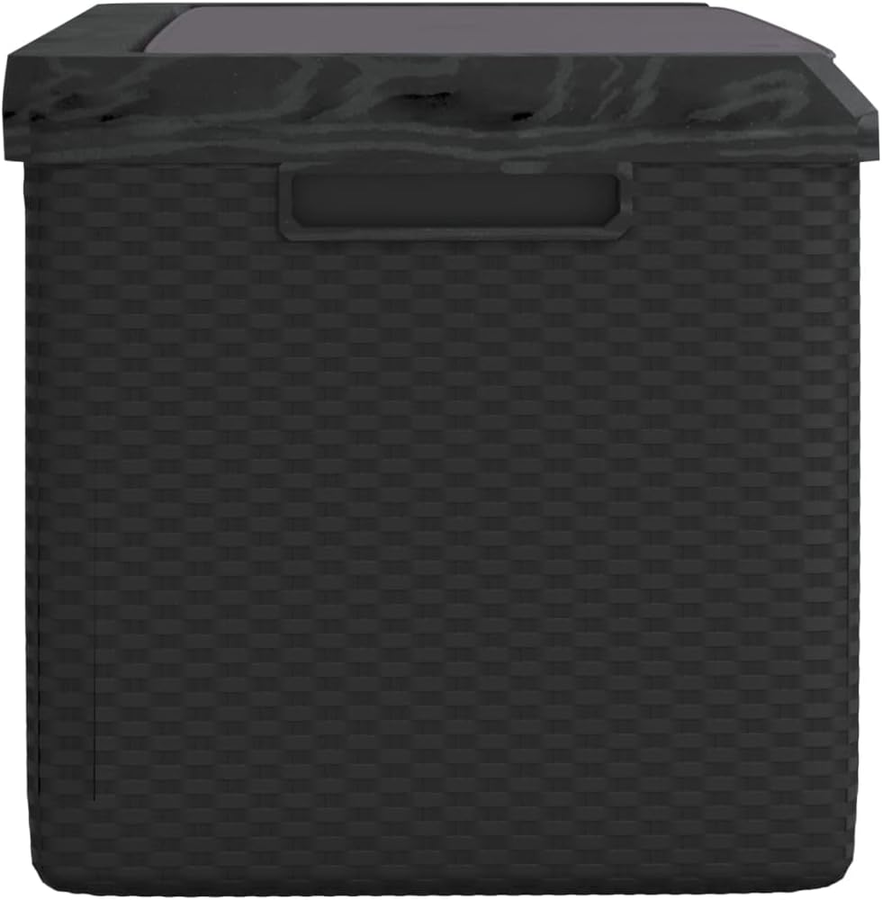 Patio Storage Box Outdoor Resin Wicker Bench with Cushion Anthracite 92.5 Gal Weather Resistant Lockable Deck Chest for Garden Backyard Porch Yard