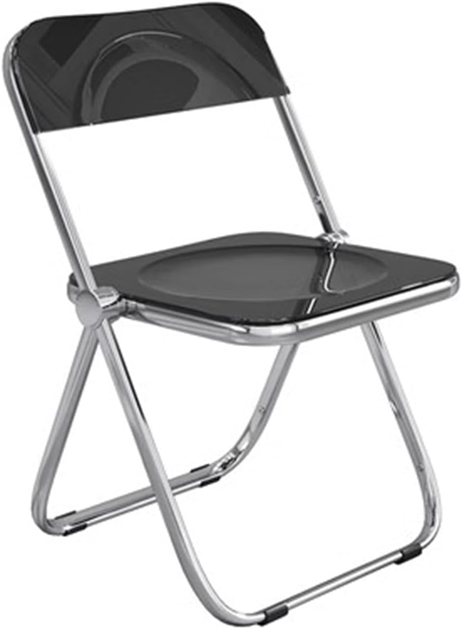 Modern Folding Dining Chair for Bedroom Home Transparent Backrest Stool with Simple Design Green Dining Table(Svart)