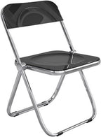 Modern Folding Dining Chair for Bedroom Home Transparent Backrest Stool with Simple Design Green Dining Table(Svart)