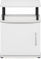 Furinno Jaya 2-Tier Side Table, White Closed Storage End Table, Night Stand, Bedside Table for Living Room, Bedroom, Home Office, Plain White/Black