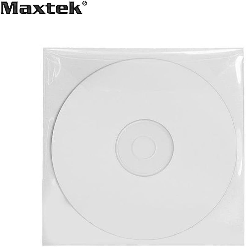 Maxtek 1,000 Pieces Clear Transparent CPP Plastic CD DVD Sleeves Envelope Holder, 100 Micron Thickness.