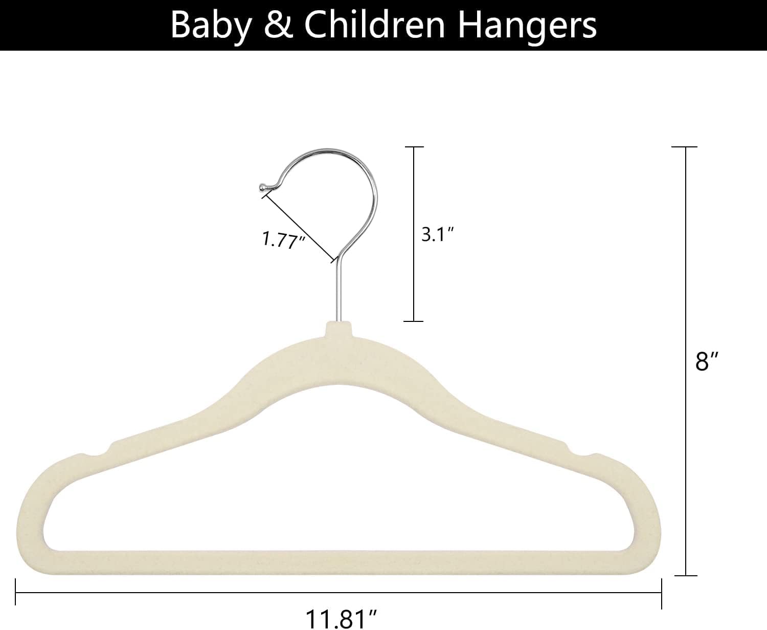 GoodtoU Kids Velvet Hangers Baby Hangers for Closet 20 Pack Non Slip Childrens Infant Hanger Beige