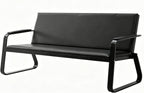 wonline 3-Seat Waiting Room Bench with Armrest PU Leather Office Waiting Room Furniture, Office Guest Seating Lobby Conference Reception Chair for Airport Clinic Hospital