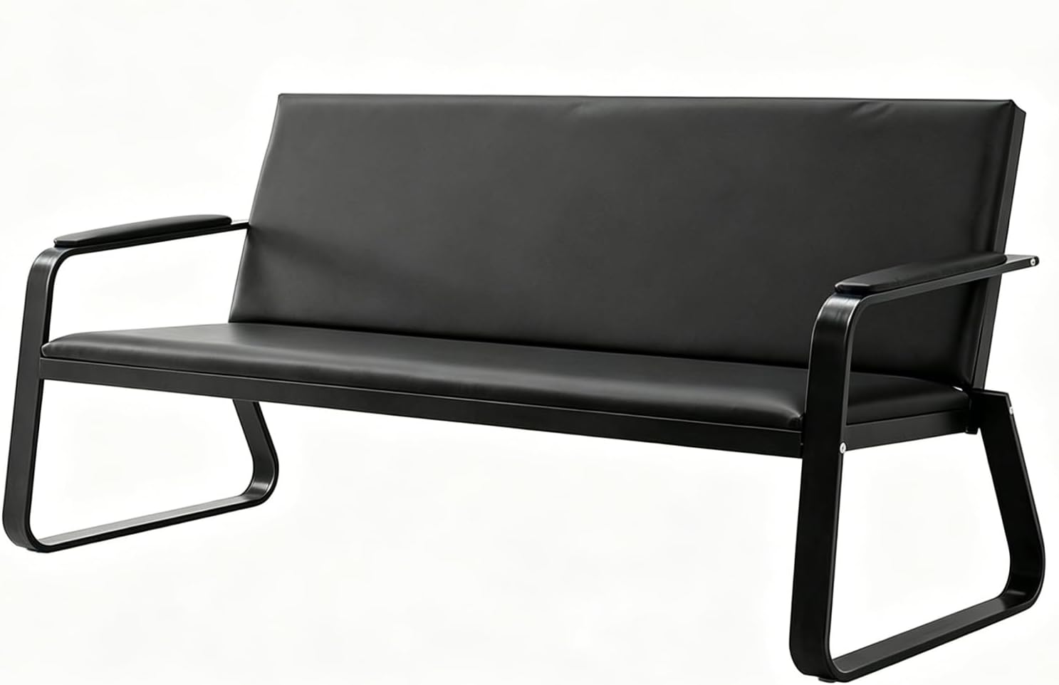 wonline 3-Seat Waiting Room Bench with Armrest PU Leather Office Waiting Room Furniture, Office Guest Seating Lobby Conference Reception Chair for Airport Clinic Hospital