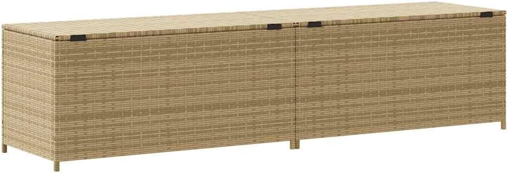 Garden Storage Box Mix Beige 123.9 Gal Resin Wicker Container Chest with Bag for Outdoor Patio Deck Cushions, Weather Resistant Lockable Trunk Bench for Backyard Yard Porch