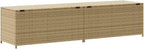 Garden Storage Box Mix Beige 123.9 Gal Resin Wicker Container Chest with Bag for Outdoor Patio Deck Cushions, Weather Resistant Lockable Trunk Bench for Backyard Yard Porch