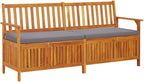 Storage Bench with Cushion 66.9" Solid Acacia Wood Outdoor Bench Seat Durable Patio Furniture for Garden Porch Front Porch Furniture