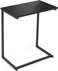 Tangkula C-Shaped End Table, Vintage Accent Couch Table with Heavy-Duty Metal Frame for Coffee/Snacks/Laptop, 26.5" Side Table for Bed, Sofa, Armchair (1, Black)