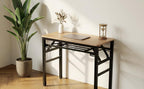 31.5-inch Small Folding Table, no Assembly Required, Suitable for use in Small Spaces Such as bedrooms, Apartments, Dormitories, etc., Easy to fold and Portable (Light Wood)