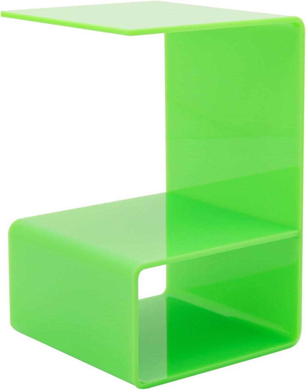 Acrylic Side Table 3-Tier, Modern End Table for Small Spaces with 22 lbs Shelf Capacity, Multi-Functional Shelf for Living Room Bedroom Bathroom Office (Green)