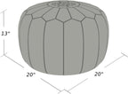 Stuffed Round Design Moroccan Leather Pouf Ottoman, Handmade, Pre-Filled, 100% Genuine Leather, 13” Height x 20” Diameter, Footstool & Living Room Décor (Dark Brown)