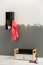 Montessori Bench & Storage Box Set, Solid Wood Kids Furniture with Padded Seat for Toddler Entryway & Playroom