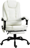 23x26in 250lb Premium Executive Ergonomic Fully Reclining High Back Office Chair Vibrating Massage Lumbar Support Almond White